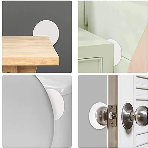 Vista 7 de MroMax Protectores de pared de 1.57 pulgadas de diámetro, autoadhesivos, para manija de puerta, tope de silicona, color marrón, 1 unidad Café