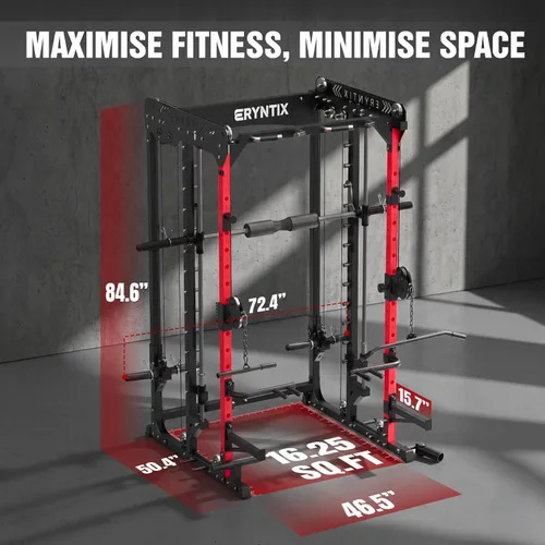 Vista 3 de Smith Machine, 2600 LBS Capacity Power Rack for Home Gym Garage, All-in-One Power Cage with Cable Crossover, Heavy-Duty Squat Rack, 84'' Home Gym