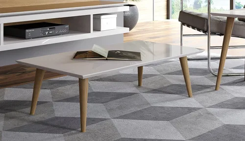 Vista 2 de Manhattan Comfort Utopia Collection 89452 - Mesa auxiliar rectangular moderna de mediados de siglo para sala de estar, con patas abiertas