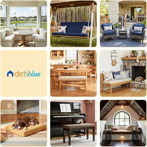 Vista 2 de Detiblue Cojín de banco personalizado, tela personalizable, color/tamaño/métodos antideslizantes/tuberías, cojines de columpio de patio al aire