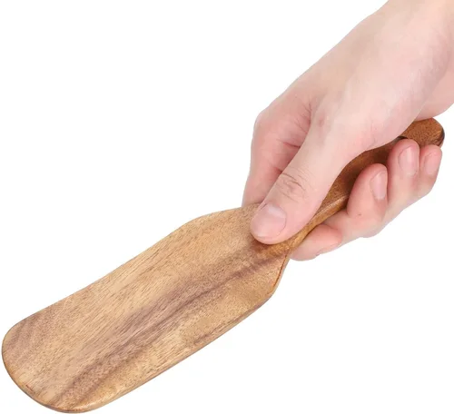 Vista 8 de Spurtles de madera, utensilios de cocina de madera de teca natural, resistente al calor, antiadherente, utensilios de cocina de madera para servir