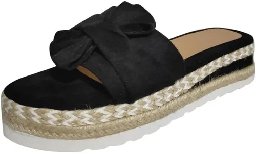 Vista 4 de NOLDARES Pantuflas para mujer alpargata con nudo de lazo impermeables informales sandalias de moda para mujer