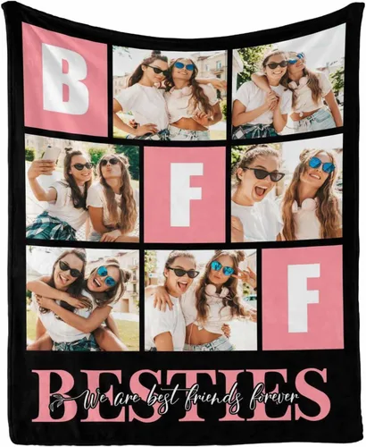 Vista 23 de Regalos de cumpleaños para mujeres, manta de amistad personalizada con tus fotos, manta personalizada con mis propias imágenes para hermanas