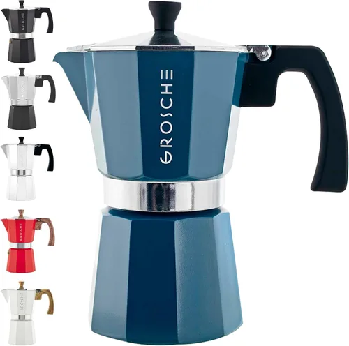 Vista 25 de GROSCHE Milano - Cafetera Moka para estufa, olla de expreso para 3 tazas de café, 5 oz, color negro - Cafetera cubana para estufa, cafetera Moka