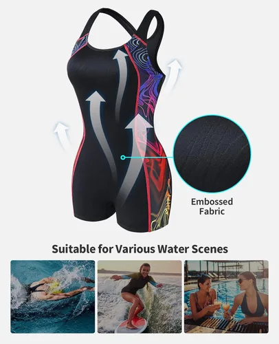 Vista 4 de beautyin Trajes de baño de una pieza para mujer, trajes de baño atléticos Boyleg para entrenamiento conservador