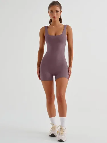 Vista 5 de AUTOMET Monos cortos para mujer, overol de una pieza, sin mangas, espalda descubierta, sin costuras, ropa 2024