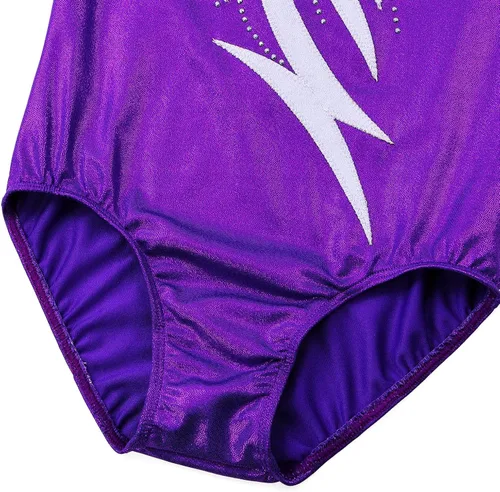 Vista 4 de BAOHULU Leotardos para niñas para gimnasia y danza, bordados, con purpurina, pantalones cortos atléticos de 5 a 14 años