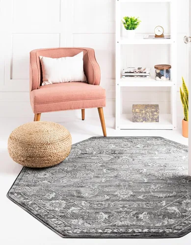 Vista 33 de Unique Loom Boston Collection - Alfombra rectangular de 2 x 3 pies y 1 pulgada, color gris y marfil