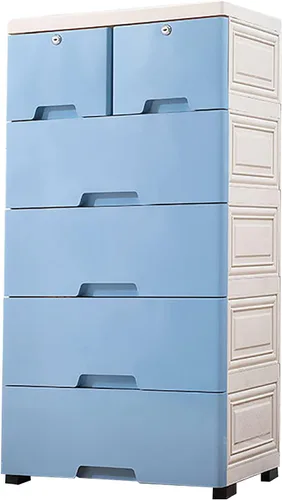 Vista 3 de TFCFL Cómoda moderna de 6 cajones, armario de almacenamiento de 5 capas con ruedas enrollables, llaves para ropa, sala de juegos, muebles