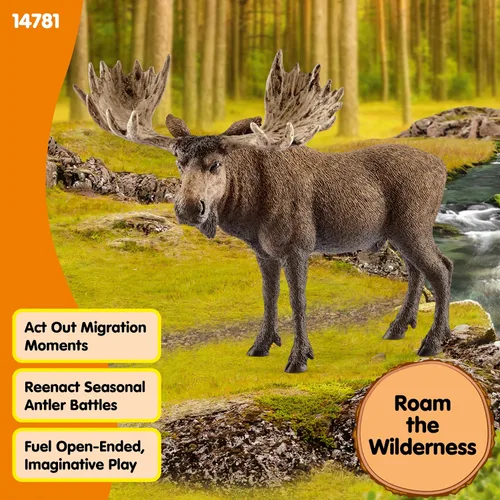 Vista 4 de Schleich Wild Life, figura de animal, juguetes de animales para niños y niñas de 3 a 8 años, toro alce, a partir de 3 años