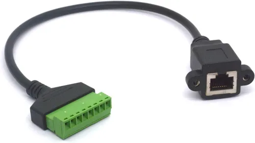 Vista 2 de Enchufe hembra de Ethernet RJ45 a conector de bloque de terminales de tornillo de 8 pines Terminal de tornillo RJ45 para Cat7 6 5 CCTV AV DVR UTP