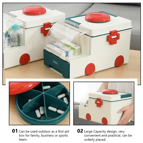 Vista 8 de iplusmile Caja de almacenamiento para vacío – Organizador de capacidad de medicamentos familiares para viajes/grandes compartimentos