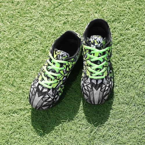 Vista 5 de UMUERX Kids Soccer Cleats Girls Boys Outdoor Indoor Football Shoes Trainning Shoes Lace up Firm Ground Athletic Turf Shoes Green