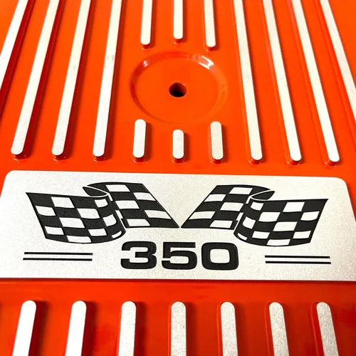 Vista 2 de Kit de filtro de aire redondo para Chevy 350-13" de bloque pequeño - Naranja