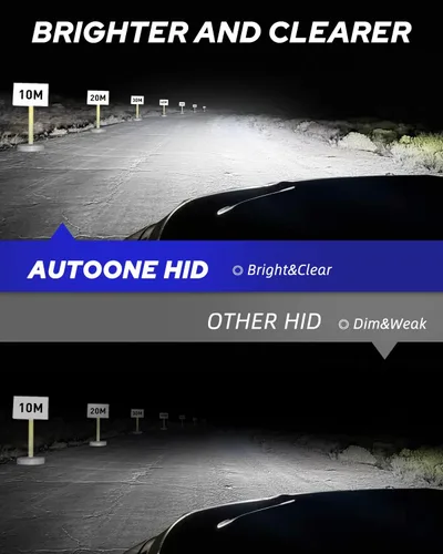 Vista 2 de AUTOONE 2024 Bombilla de faro delantero D1S D1R HID mejorada, 300% más luminosidad, 6000K blanco frío 66144 66140 85140 85415 Bombillas Xenon HID