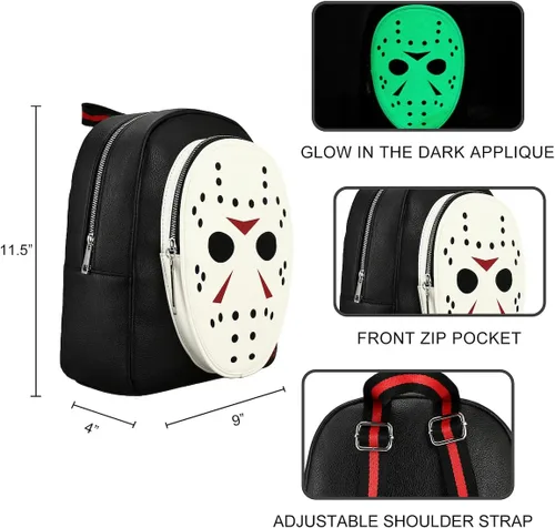 Vista 4 de Friday the 13th Jason Glow In The Dark Mini Mochila, Negro -, Personalizado