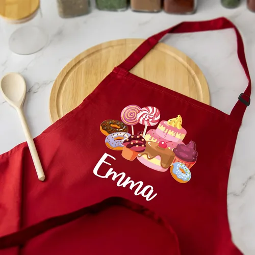 Vista 6 de 7th Hill Delantal Personalizado para Niños para Cocinar, Delantal Infantil Personalizado con Sombrero de Chef, Delantal de Cocina para Niños