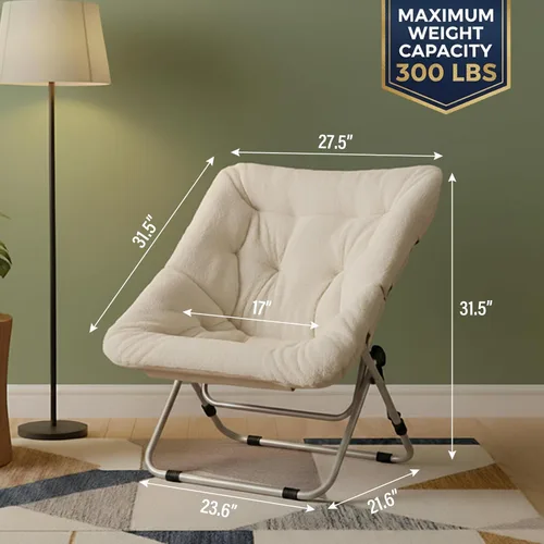 Vista 3 de Tiita Silla Cómoda Plegable, Silla de Acento Plegable de Gran Tamaño de Piel Sintética Suave, Silla de Descanso Perezosa para Niños, Adolescentes
