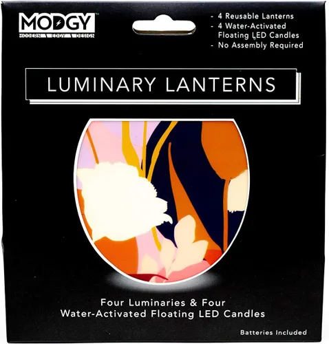 Vista 5 de MODGY Faroles luminarios decorativos para interiores y exteriores, lámparas de plástico para mesa de boda, centro de mesa, porche, paquete de 4