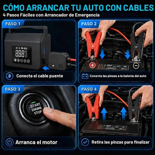 Vista 3 de Arrancador de salto 4000A con compresor de aire, inflador de neumáticos
