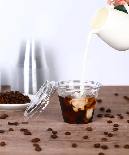 Vista 7 de Vasos de plástico transparente de 9 oz con tapas sin pajita, 25 juegos de vasos desechables de plástico para café helado, vasos para llevar