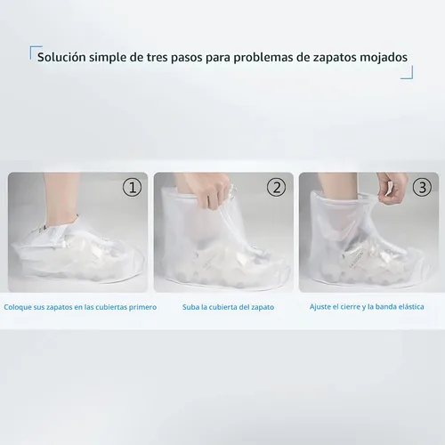 Vista 8 de Fundas impermeables para botas de lluvia, con control de arena, antideslizantes, suela de goma de PVC, reutilizables, botas de lluvia y nieve