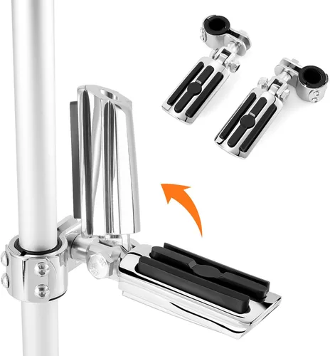 Vista 3 de Estriberas de carretera para motocicleta de 1 a 1 1/3 pulgadas con protector de motor, reposapiés de carretera para Harley Indian Yamaha Honda