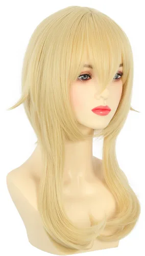 Vista 8 de karlery Peluca rubia de cola de caballo para mujer, disfraz de Halloween, peluca de cosplay de anime