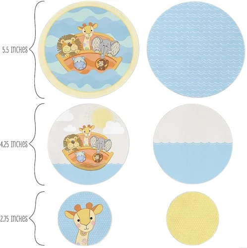 Vista 2 de Big Dot of Happiness Noah's Ark - Confeti circular gigante para baby shower o fiesta de cumpleaños, decoraciones para fiestas, confeti grande, 27