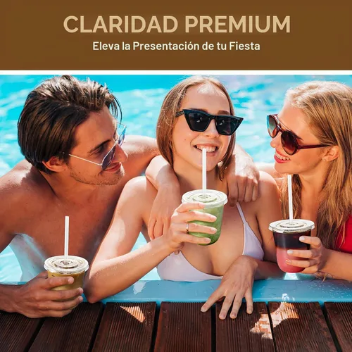 Vista 7 de Vplus Paquete de 100 tazas de café helado de 12 onzas con tapas, vasos de plástico desechables con tapas y popotes para bebidas frías, jugos
