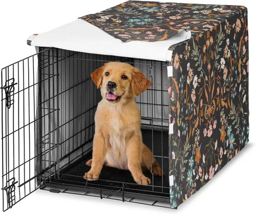 Vista 10 de Sweet Jojo Designs Funda para Jaula de Perro Mediano de 36 Pulgadas (Floral Bohemio) para Jaulas de Mascotas para Niñas, Fundas para Perreras Óxido