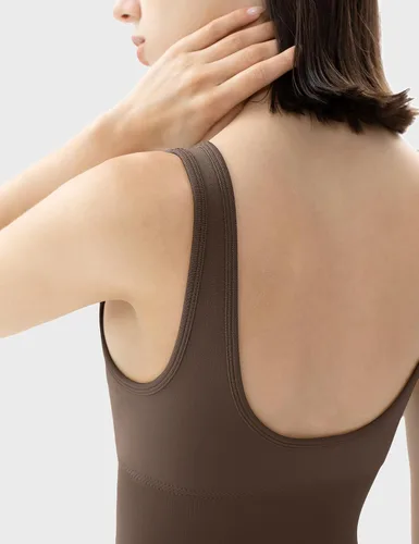 Vista 4 de PUMIEY Enterizo de entrenamiento para mujer, con control de abdomen, sin costuras, acolchado, colección Power