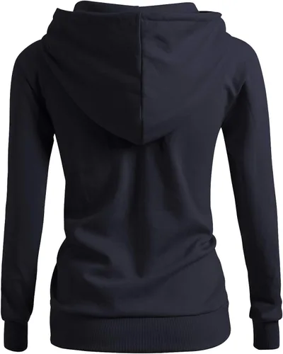 Vista 3 de CLOVERY Sudadera con capucha casual con cremallera para mujer Kwohol028_negro