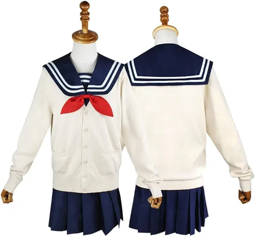 Vista 2 de Disfraz de uniforme escolar JK para mujer, disfraz de cosplay para niñas, uniforme escolar, suéter y falda, traje de Halloween