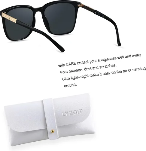 Vista 2 de LYZOIT Lentes de sol de gran tamaño para mujer, con espejo, grandes sombras, a la moda, marco cuadrado, gafas de sol con protección UV