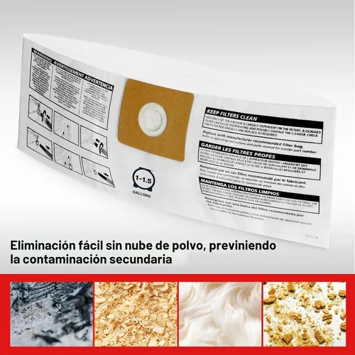 Vista 7 de Shop-Vac 9066733 Bolsas de filtro desechables de 1-1.5 galones, paquete de 3
