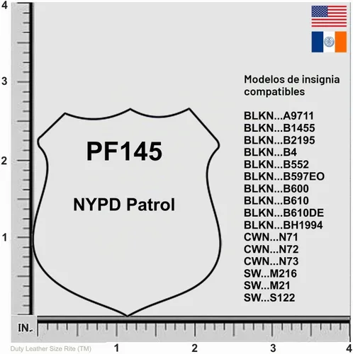 Vista 4 de Perfect Fit Shield Wallets Soporte para cinturón de oficial de patrulla de Nueva York con bolsillo y cadena (Cutout PF145)