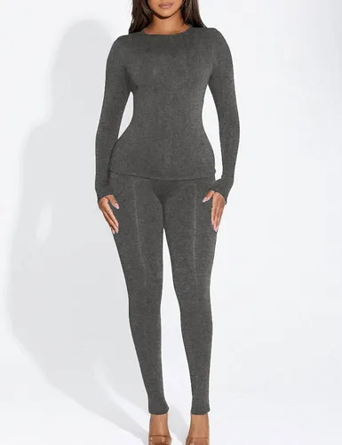 Vista 3 de Kaximil Ropa interior térmica para mujer, con forro polar, capa base, conjuntos largos