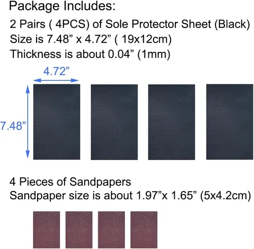 Vista 5 de Unikstep 4 protectores de suela de zapatos, almohadillas antideslizantes para la parte inferior del zapato y el talón, adhesivo autoadhesivo Negro