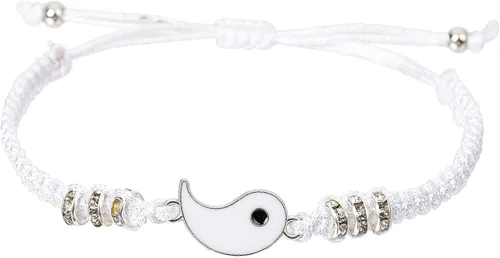 Vista 3 de Pulsera de cuerda hecho a mano para mujeres, hombres, niñas o niños, diseño simple y ajustable, negro o rojo, joyería minimalista con dije