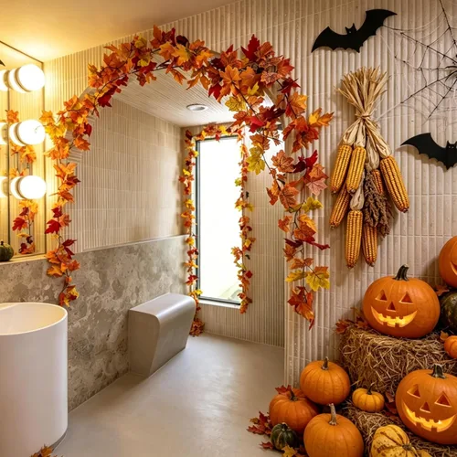 Vista 2 de CQURE Paquete de 18 guirnaldas artificiales de hojas de otoño (106.2 pies en total), guirnalda de otoño hojas de arce para decoración de arco