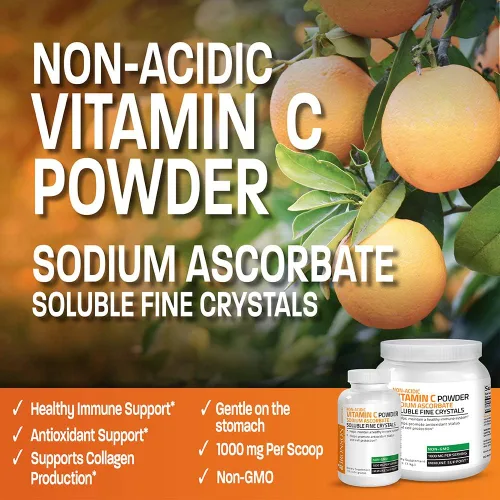 Vista 3 de Bronson Labs cristales de vitamina C, 1000 mg (ascorbato de sodio no acídico), 1