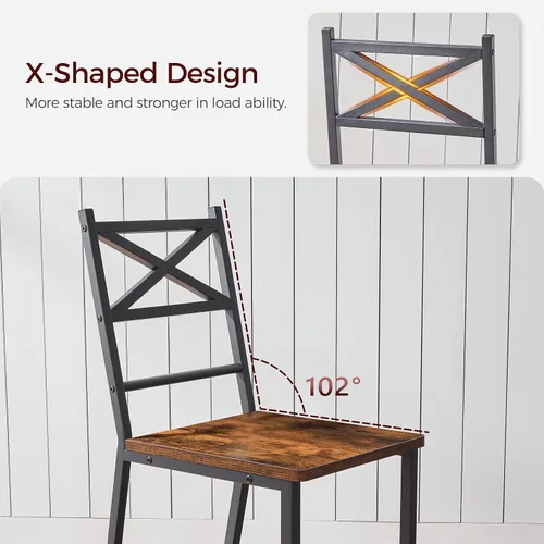 Vista 6 de MAHANCRIS Juego de 2 Sillas de Comedor, Sillas de Cocina de Madera Rústica con Respaldo, Sillas de Comedor Estilo Granja para Cocina, Silla