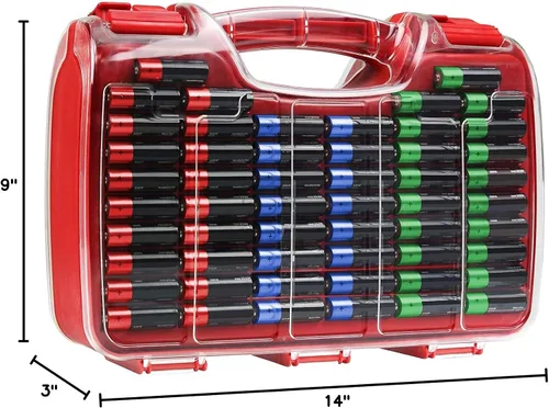 Vista 7 de Organizador de Almacenamiento de Batería, La Caja Organizador de Almacenamiento de Batería con probador, funda de batería transparente, soporte