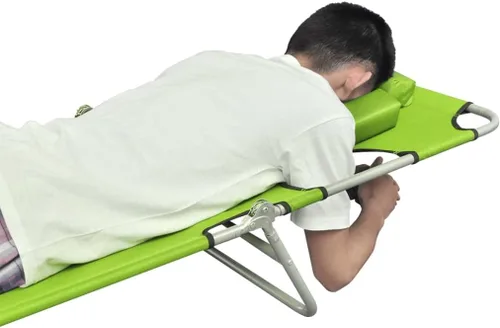 Vista 5 de Tumbona ajustable, silla reclinable, tumbona de patio, ideal para exteriores, piscina, playa, tumbona plegable con cojín para la cabeza, acero