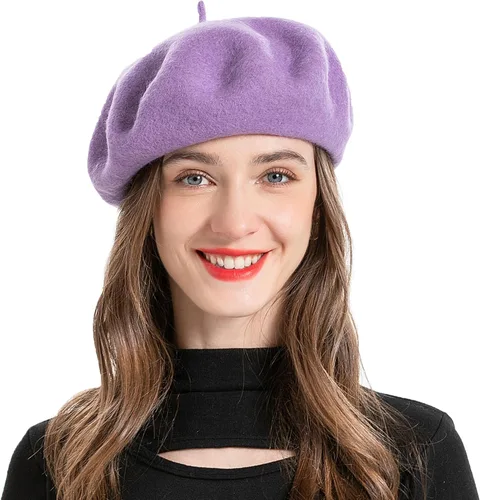 Vista 211 de ZLYC - Boina francesa de lana unicolor para mujeres y niñas