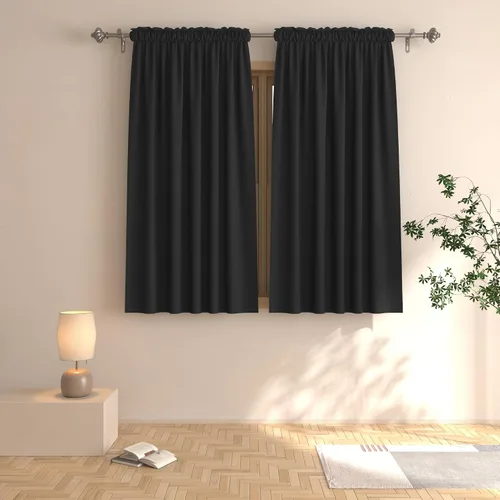 Vista 14 de UPOPO Cortinas beige de 45 pulgadas de largo para oscurecer la habitación, paneles de cortina para ventana, bolsillo para cortinero, cortinas