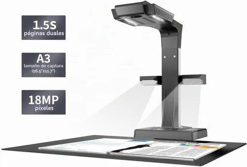 Vista 2 de CZUR Escáner profesional de documentos ET18 Pro, tecnología de aplanamiento automático y corrección de inclinación de 2ª generación, cámara HD de 18