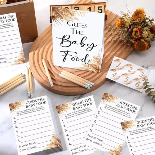 Vista 4 de Jutom Juego de 67 piezas para baby shower, Boho Guess The Baby Food Game
