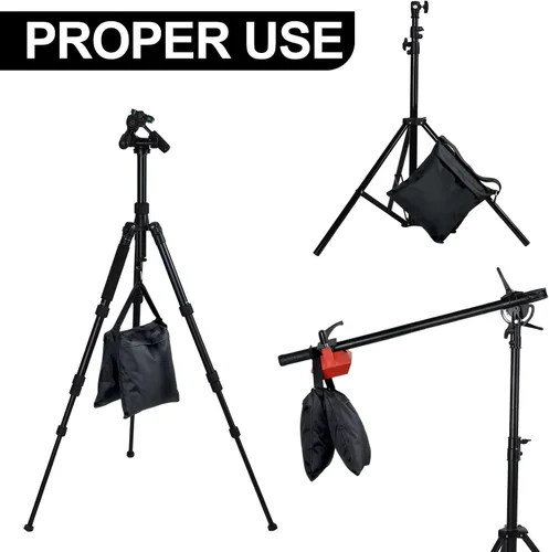 Vista 6 de Paquete de 12 bolsas de peso para fotografía, bolsa de peso llena de estudio fotográfico, bolsa de arena pesada vacía para fotografía, soporte